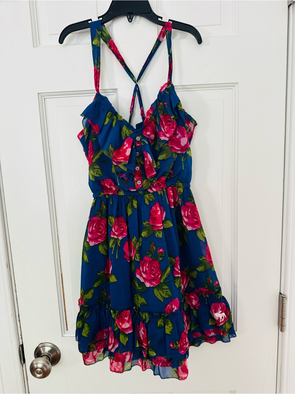 abercrombie kids Navy Floral Sundress with Pink Roses Sz M